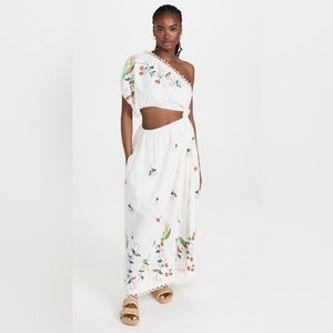 Pitanga Embroidered One-Shoulder Maxi Dress